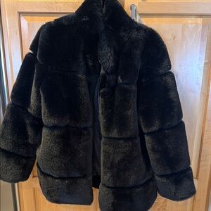 Luxurious Black Faux Fur Coat